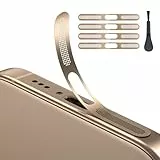 AUZOSL 4er-Pack Staubdichter Mesh-Aufkleber für iPhone 16 Pro/16 Pro Max, inkl. 4 Reinigungstüchern & 1 Bürste – Präzisionsschutz für Lautsprecher, Ladeanschluss & Sensoren (Titan Wüstensand)