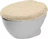 Erwin Müller WC-Deckelbezug Uni Serie Stuttgart beige Größe 45x50 cm - Unterseite rutschhemmend, mit Schnürung, 100% Baumwolle