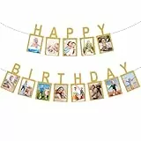 Fotogirlande zum Geburtstag Happy Birthday, Baby Meilenstein Geburtstag Girlande, Hängende Foto Wanddekoration für Party Dekor Mädchen/Jungen(Letter)