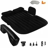 QDH Auto-Luftmatratze, tragbares Autobett, Rücksitz, Campingbett, aufblasbares Bett für Universal-SUV, Campingmatratze mit Auto-Luftpumpe, 2 Kissen (schwarz)