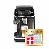 Philips 3300 Series Kaffeevollautomat - 6 Getränke, Modernes Farb-Touchscreen-Display, LatteGo-Milchsystem, SilentBrew, 100% Keramikmahlwerk, AquaClean Filter. Schwarzchrom (EP3347/90)