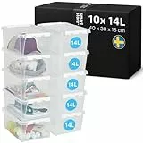 SmartStore - 10x Aufbewahrungsbox mit Deckel Classic 14L (40x30x18cm) | Stapelbare Box mit Deckel | Lebensmittelechte Kunststoffbox | Plastikbox mit Deckel & verstärkten Ecken | 10 Jahre Garantie