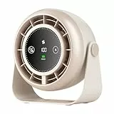 Justup USB-Tischventilator, 3000mAh Wiederaufladbar Klein USB Ventilator mit LED-Anzeige, Hängbarer Tischventilator für Schlafzimmer, Büro, Küche, Wohnzimmer und Zuhause (Beige)