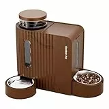 Gardner Pet Automatischer Futterspender für Katzen/Hunde 2 Näpfe(3L*2), Nicht elektrisch Futterautomat Katze und Wasserspender Hund mit Edelstahlschüssel, Ohne Strom, BPA Frei, Dunkle Holzmaserung