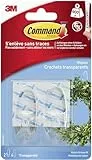 Command Klebehaken, 2 Haken, 4 Strips, Transparent, selbstklebend, Aufhängen ohne Bohren, Haltekraft 900g