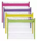 VELOFLEX 4354000 - Dokumentenhülle mit Reißverschluss, 4 Stück, DIN A4, abheftbar, gelb, grün, pink, lila, VELOBAG XS, Reißverschlusstasche