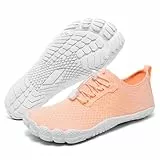 Racqua Wasserschuhe Damen Badeschuhe Herren Leichtgewichtige Atmungsaktive Aqua-Schuhe Schnell-Trocken-Schwimmschuhe Barfuß Strand Pool Outdoor für Frauen Hellrosa EU39