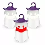 EverBrite Halloween Deko Laterne 3 Stück Tragbar, LED Laterne mit Rot- und Gelblicht, Halloween Outdoor Licht, Allerheiligen Mitgebsel Geschenke, kleine Geisterlichter mit 9 AAA Batterien