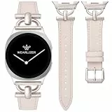 Wearlizer Lederarmbänder kompatibel mit Samsung Galaxy Watch 8 Armband 40mm 44mm/Watch 8 Classic 46mm Damen, Elegant Leder No Gap Metallanschluss mit D-förmiger für Galaxy Watch 8/8 Classic