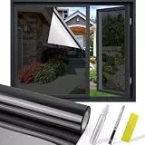 UIOK Spiegelfolie Fenster Sichtschutz, Fensfolie Sonnenschutzfolie Fenster innen oder außen 44.5 x 400 cm UV-Schutz Spiegelfolie, Fensterfolie Blickdicht Dunkelgrau Selbstklebend Sichtschutzfolie