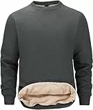 Tansozer Sweatshirt Herren Winter Fleece Pullover Warm Hoodie Ohne Kapuze Winterpullover Dicker Pulli Sport Herrenpullover, Dunkelgrau, L