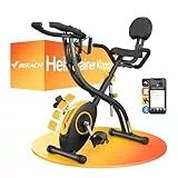 MERACH 4-in-1 Heimtrainer Klappbar, Hometrainer Fahrrad mit LCD Monitor und Handpulsmessung, Magnetisches Ergometer Fitnessbikes mit Bequemem Sitzkissen, 16-Stufiger Magnetwiderstand, Platzsparend