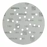 Mirka Iridium Schleifpapier Ø 225mm Klett Korn 180/25 Scheiben/Für Trockenbauschleifer Wand- und Deckenschleifer/Schleifen von Lack, Spachtel, Grundierung, Holz, Stahl, Mineralwerkstoffe