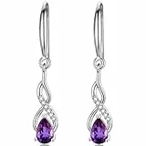 WOVEE Ohrringe Silber 925 Hängend AAA Zirkonia Amethyst Ohrhänger Lange Hängeohrringe Damen Braut Hochzeit Schmuck