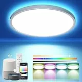 OTREN Led Deckenleuchte Dimmbar, 36W Deckenlampe RGB Farbwechsel mit Fernbedienung, 3240LM Rund Flach Lamp Kompatibel mit Alexa, für Badezimmer Kinderzimmer Wohnzimmer Schlafzimmer, Ø30CM