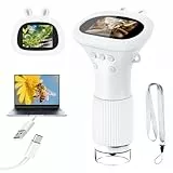 Acoath Mikroskop für Kinder, Digitales Mikroskop mit 2,0' IPS-Bildschirm Lupe 200x Vergrößerung, 8 LED Lights Handy Microscope USB Taschenmikroskop - Weiß