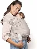 Boba Babytragetuch ab Geburt bis 15 kg - Kuschelweiches & Stützendes Baumwollfrottee, Tragetuch Baby Neugeboren bis Kleinkind, Einfach zu Binden (Beige)