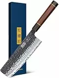 HOSHANHO Japanisches Nakiri Messer Kochmesser, Scharf Küchenmesser Hochkohlenstoffstahl Stahl Nakiri Gemüsemesser, Profi Hackmesser mit 18 cm Messerklinge und Ergonomischem Griff