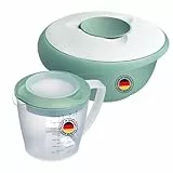 Westmark Rührschüssel (2,5 l) und Rührbecher Helena (1,4 l) – Rührschüssel mit Spritzschutzrand und Gummiring – Becher mit Ausgießer und Messskala – Mint-grün/Weiß