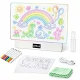 OUTON LED Zeichenbrett Kinder mit 8 Farben & 3 Lichtmodi, Wiederverwendbare Leuchttafel mit 7 Stiften, Akkuanzeige, USB-C LED Maltafel, Kreativspielzeug und Lernspielzeug, Geschenk für Mädchen Jungen