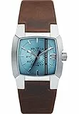 Diesel Herrenuhr Cliffhanger, Dreizeigeruhrwerk, 36mm Silbernes Edelstahlgehäuse mit Lederarmband, DZ1998