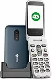 Doro - 2820 - Seniorenhandy - 4G-Klapptelefon ohne Vertrag - Große Tasten mit Sprachausgabe - Kamera - Bluetooth - Notruftaste - Inklusive Ladestation - Blau/Weiß