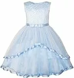 Sunny Fashion Mädchen Kleid Blume Blau Belted Hochzeit Party Brautjungfer Gr. 122