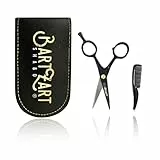 BartZart Shabo kleine Bartschere mit Bartkamm inkl. Etui I Bart Schere für Männer I perfektes Bartpflege Set für Schnurrbart träger I scharfe Schere klein