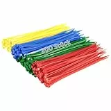 Gocableties Kabelbinder 200 mm x 4.8 mm, hochwertig, stabil, Nylon, Rot, Grün, Blau und Gelb, 200 Stück, mehrfarbig
