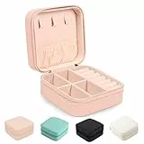 JARAGAR Kleine Schmuckschatulle, tragbarer Reise-Schmuck-Organizer, Leder, Mini-Reise-Schmuckkästchen für Ringe, Ohrringe, Halsketten, Armbänder, Schmuck, Geschenk für Frauen und Mädchen