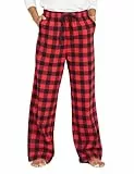 LAPASA Damen Pyjamahose Loungehose Schlafanzughose Freizeithose Baumwolle Flanell L74 (Large, Rotes + Schwarz)