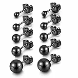 AllerPierce Kugel Ohrstecker 10 Stücke Edelstahl Ohrstecker Set 3-8mm Studs Perlen Ohrringe Knorpel Ohr Piercing Unisex Ohrschmuck Silber Gold Schwarz Rosegold
