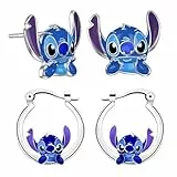 2 Paar Stitc Ohrringe, mit süßen Cartoon-Motiven, Kreative Cartoon Ohrringe Set, Für Mädchen 4-12 Jahre