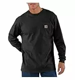 Carhartt Herren Loose Fit, schweres, langärmliges Pocket T-Shirt mit Tasche, Schwarz, L