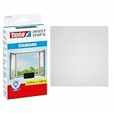 tesa INSECT STOP Klett Fliegengitter für Fenster - Insektenschutz mit Klettband, zuschneidbar - Mückenschutz ohne Bohren - 1 x Fliegen Netz - 100 cm x 100 cm - Anthrazit