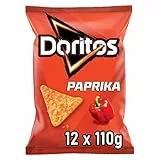 Doritos Paprika -Tortilla Nachos mit Paprika Geschmack - Herzhafter Snack zum Knabbern aus Mais (12 x 110g)