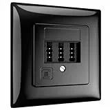 deleyCON 1 Stück Telefondose Unterputz TAE NF/F Anschlussdose NFF 2X Telefonanschluss + 1x Nebenstelle Fax Anrufbeantworter Modem NTBA DSL-Splitter Schwarz