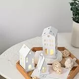 Lichthaus Mit LED Teelicht Laterne Häuser：Romadedi 3er Set 15/13/10cm Teelichthalter Haus Für Fensterdeko Geschenk Einzugsgeschenke Wohnung WindlichtFür Room Decor Weihnachten Deko