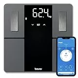 Beurer BF 500 Personenwaage mit Bluetooth und App, digitale Körperfettwaage mit 180 kg Tragkraft, Analysewaage zur Messung von Körperfett, Muskelanteil, Kalorienbedarf etc., XL-Display