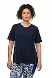 Ulla Popken Damen, UV-Schutz 50+, V-Ausschnitt, Halbarm T-Shirts, Marine, 62-64