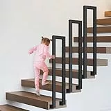 Treppengeländer Innen, U-Förmiger Treppengeländer, Handlauf Treppe, Geländer Treppe, Treppengeländer Außen, Handlauf Schwarz Geländer für Balkone Flure Wohnungen Villen (L-Schwarz, L-110CM)