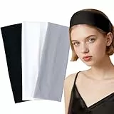 Qufiiry 3 Pack Yoga Headbands, Elastische Haarbänder, Sport Stirnband Damen, rutschfest Haarband Damen für Sport Laufen Exercise Gym (Solid Farbe)