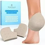 FERSENFREUND© Fersenschutz Silikon - NEU MIT STOFFÜBERZUG - Soft Gel Fersenpolster Hackenpolster für Schuhe Fersenschoner Hackenschutz Socke Heel Protector bei Plantarfasziitis rissige Fersen (Frauen)