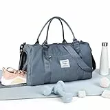 HYC00 Sport Duffel Bag Damen Handgepäck Sporttasche für Damen Herren mit Nassfach & Schuhfach, Reisetasche Damen Weekender Gym Travel Duffel Bags Schwimmtasche Yoga Bag Trainingstasche,Graublau