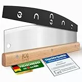 Blumtal Pizzaschneider Edelstahl - Profi Pizzamesser Mit 32cm Klinge - Rostfreier Pizza Cutter - Scharfes Wiegemesser + Holzgriff