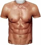 Loveternal 3D T-Shirt Herren Cool Muskelshirt Casua Six-Pack Abs Grafik Sommer Kurzarm Tops Ugly Tees L