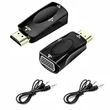 HENGBIRD HDMI auf VGA Adapter 2 Stück mit Audio Kabel für PC, Laptop, Monitor, Projektor Full HD 1080P HDMI auf VGA Adapter mit 3.5mm Klinke Tragbar für Büro, Schule und Zuhause