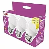 EMOS LED Lampe Mini Globe 3er Pack, 4,2W Ersatz für 40W Glühbirne, kleine Birne mit E27 Sockel, Helligkeit 470 lm, Warmweiß 2700 K, 30000 h Lebensdauer, CRI min. 80, 150° Abstrahlwinkel