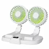 Sunshine smile Auto Ventilator für Rücksitz,Doppelkopf Auto Lüfter,Doppelkopf 360° drehbar Auto Fan Ventilator,2 Geschwindigkeiten Kühlender Lüfter Wohnmobil,Mini Lüfter Innenraum für Lkw,Van,Suv,Rv