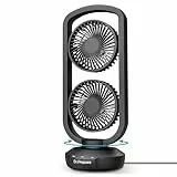 DR.PREPARE Tischventilator Klein Turmventilator 40cm Ventilator mit 3 Stufen, 105° Oszillation, 3 Timer Table Fan Tragbarer Ventilator für Schlafzimmer Büro Küchen